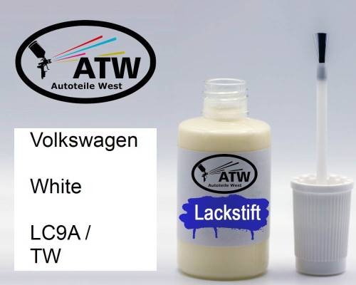 Volkswagen, White, LC9A / TW: 20ml Lackstift, von ATW Autoteile West.